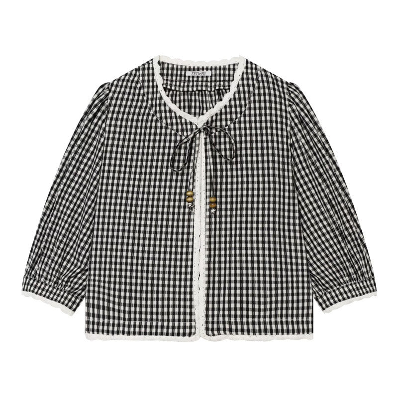 Crochet Gingham Check Jacket — ZW Collection