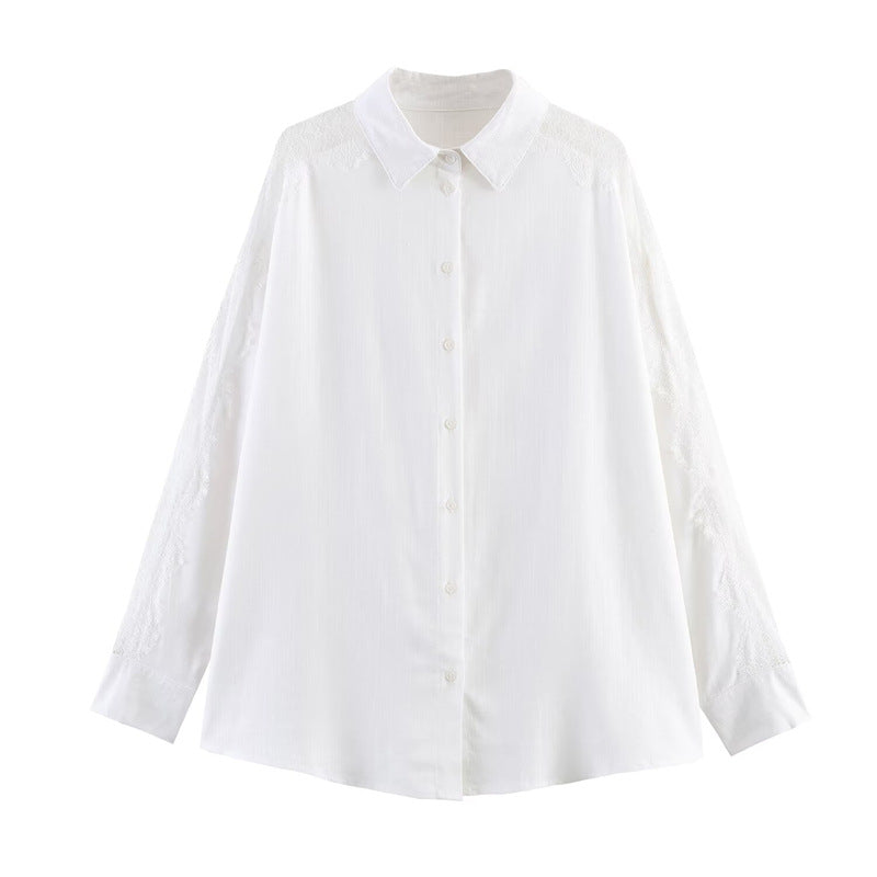 OVERSIZED LINEN BLEND LACE SHIRT