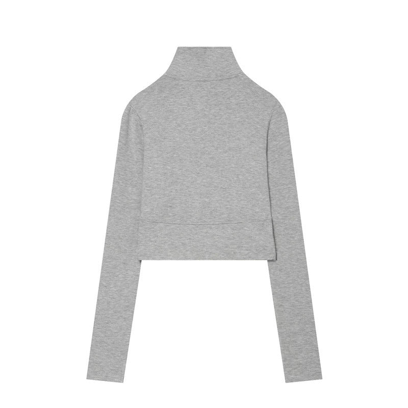 Cropped Zip Sweatshirt — High Collar
