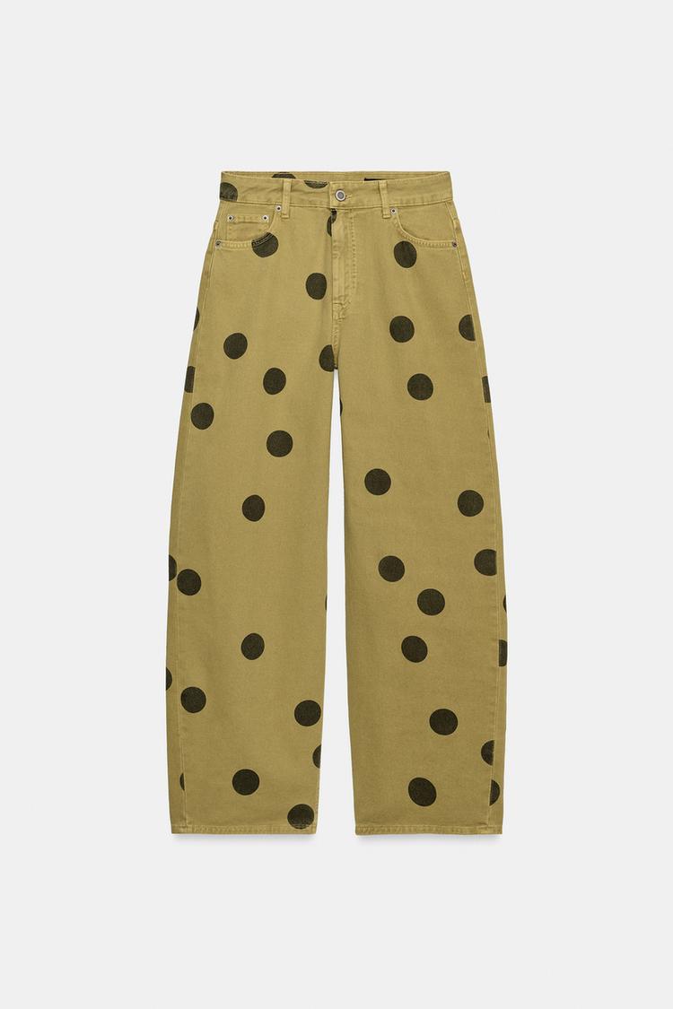 ZW COLLECTION MID-RISE POLKA DOT BARREL JEANS