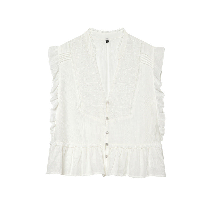 EMBROIDERED RUFFLE TOP