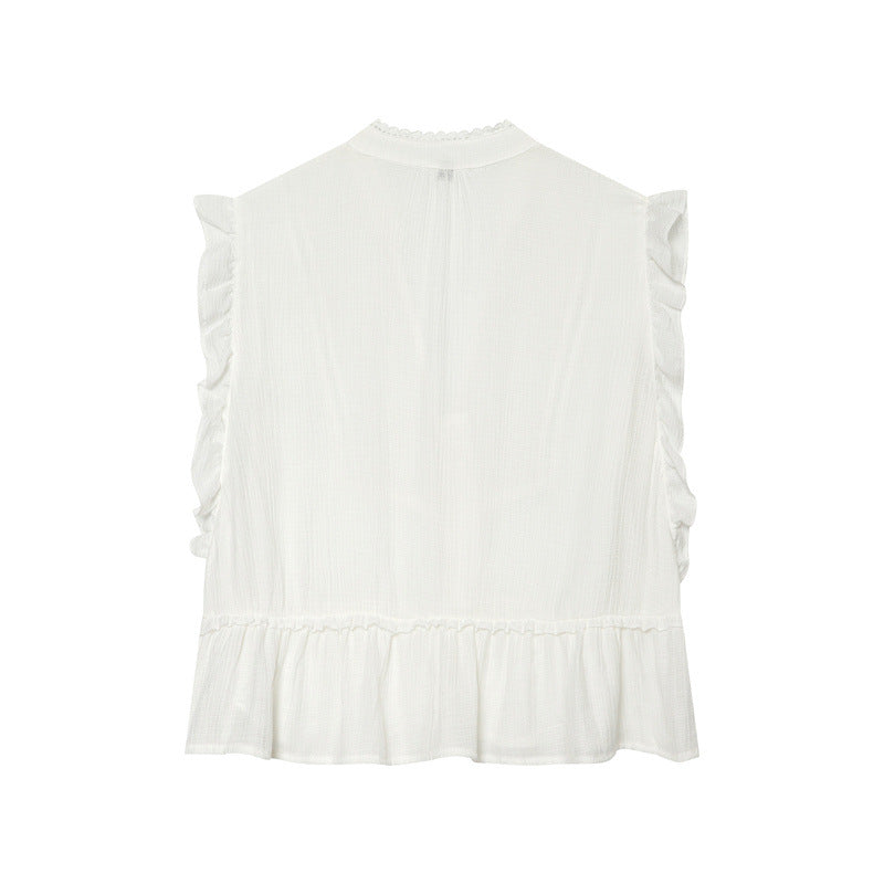 EMBROIDERED RUFFLE TOP