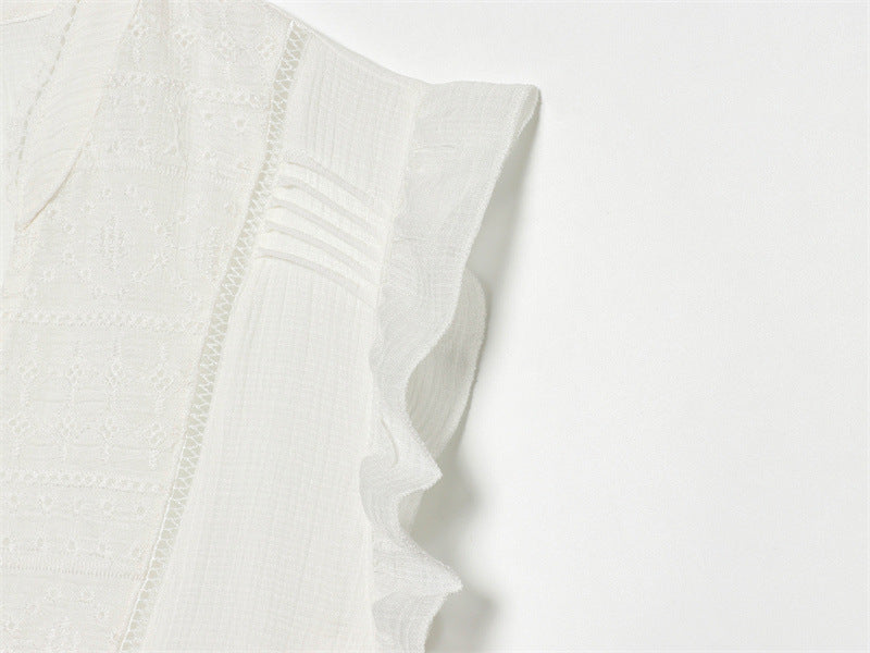 EMBROIDERED RUFFLE TOP