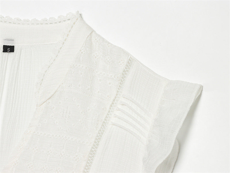 EMBROIDERED RUFFLE TOP