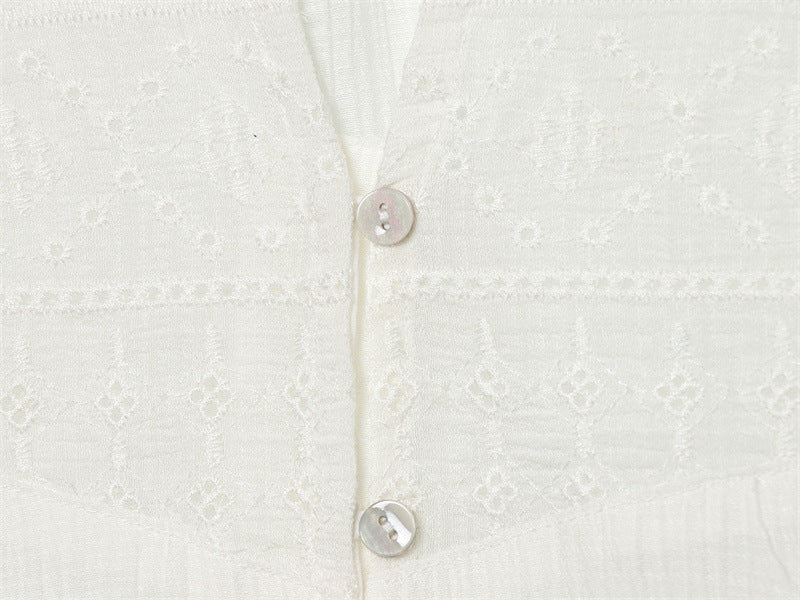 EMBROIDERED RUFFLE TOP