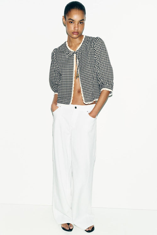 Crochet Gingham Check Jacket — ZW Collection