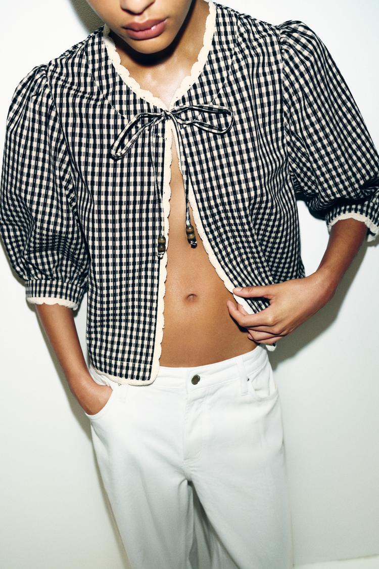 Crochet Gingham Check Jacket — ZW Collection