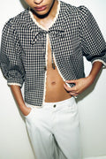 Crochet Gingham Check Jacket — ZW Collection
