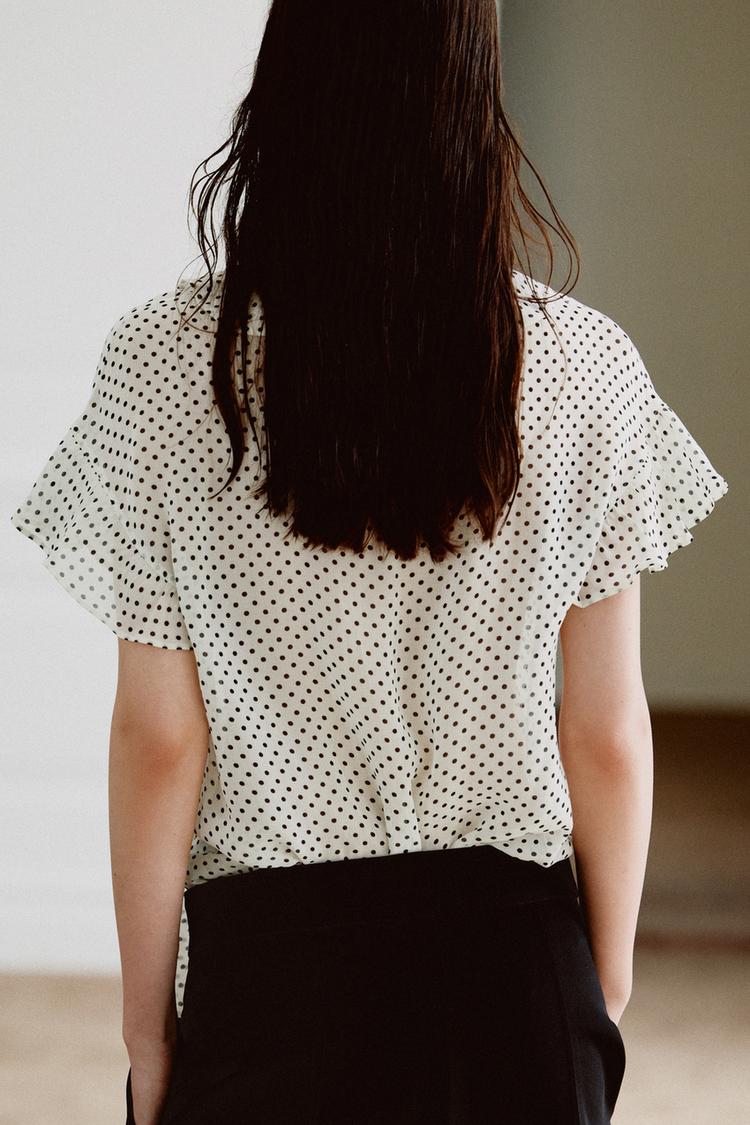ZW COLLECTION POLKA DOT BLOUSE WITH TIES