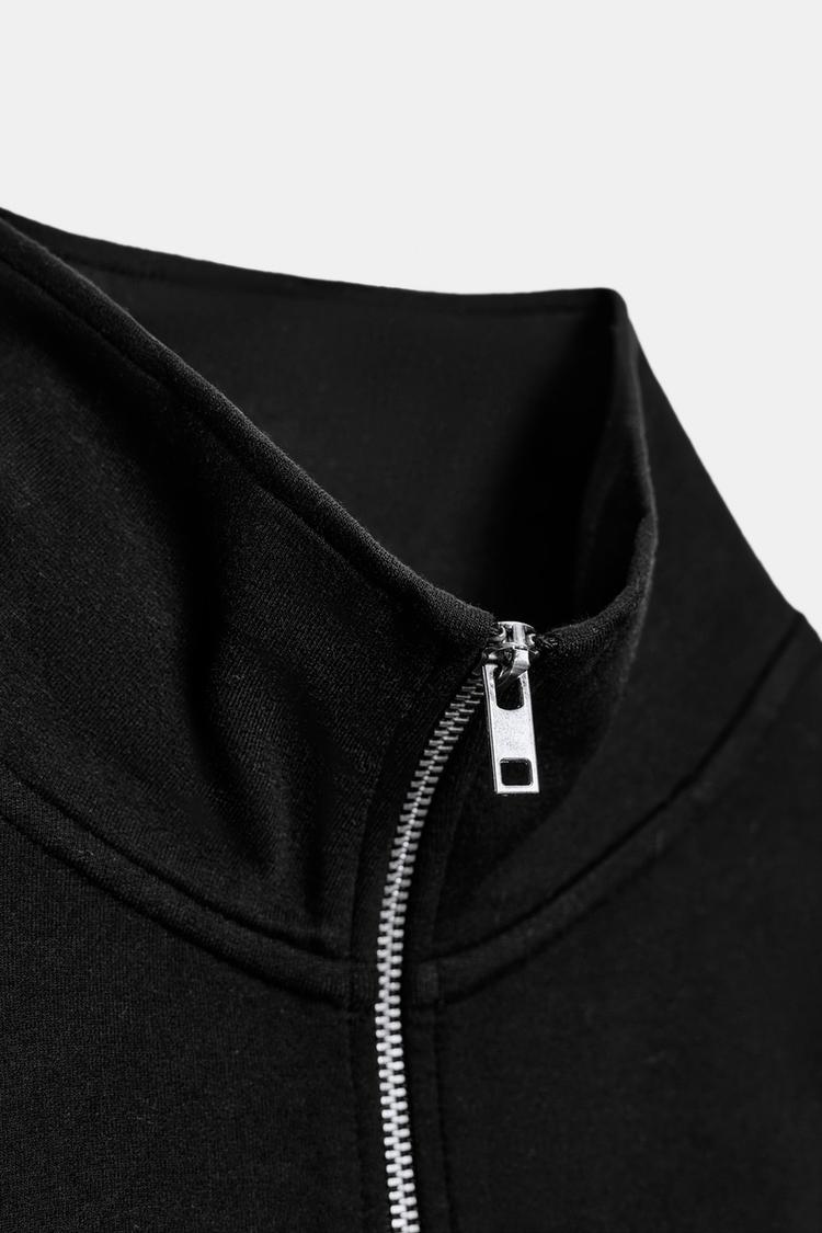 Cropped Zip Sweatshirt — High Collar